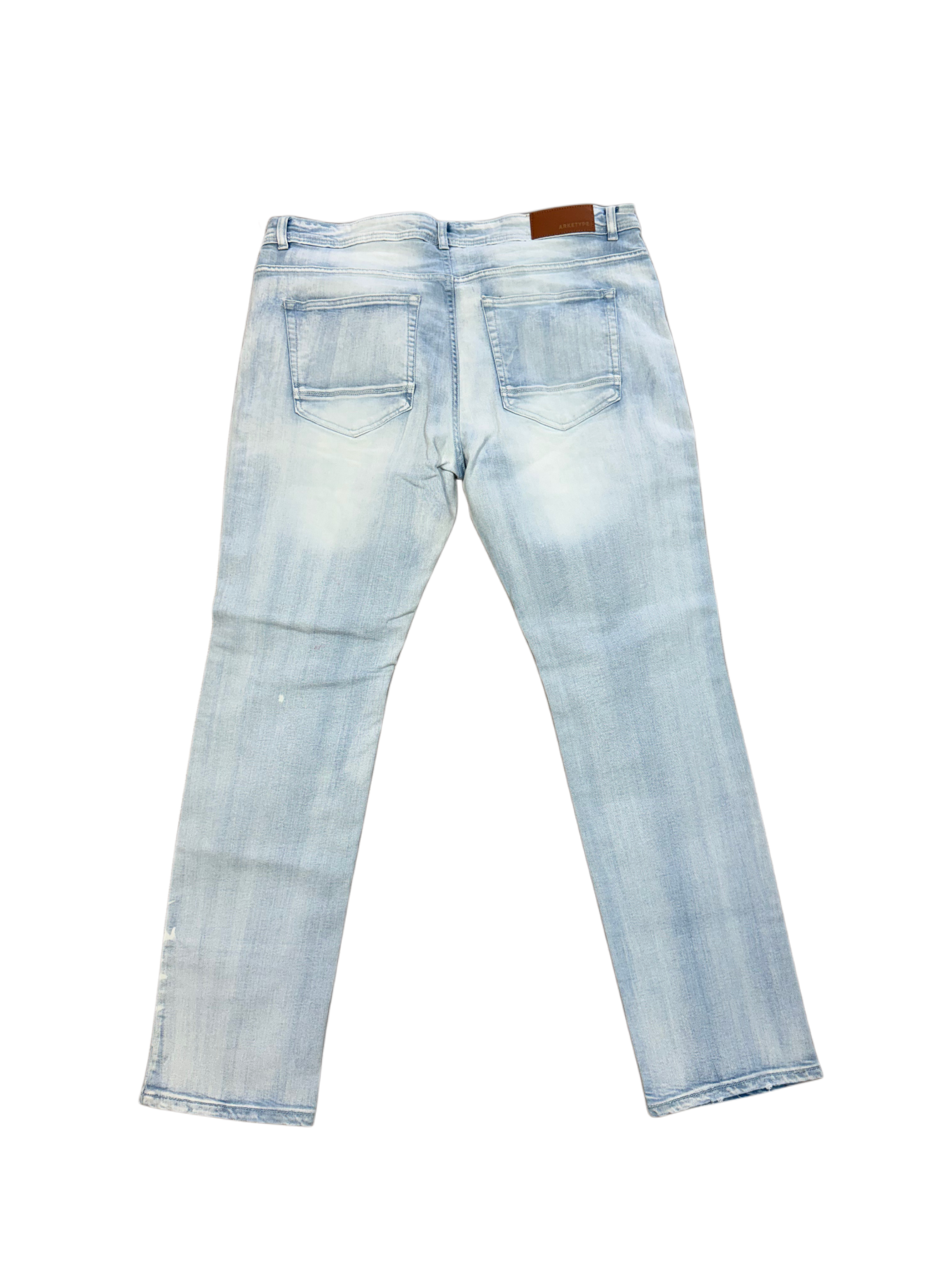 Blue Washed Cut Jeans
